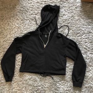 Black Cropped Hoodie!